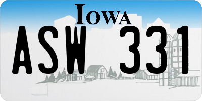 IA license plate ASW331