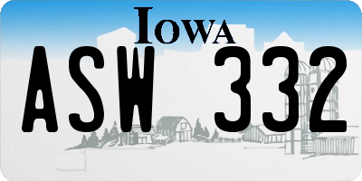 IA license plate ASW332