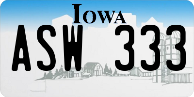 IA license plate ASW333
