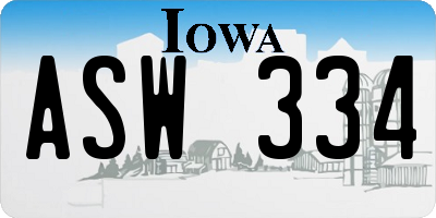IA license plate ASW334