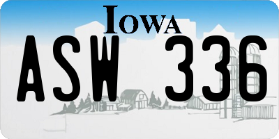 IA license plate ASW336