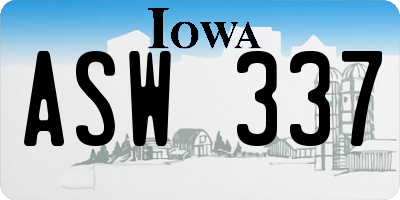 IA license plate ASW337