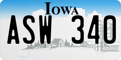 IA license plate ASW340