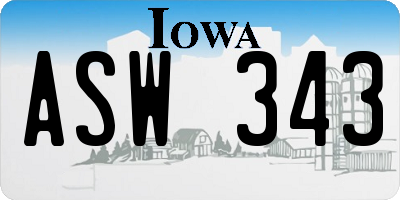 IA license plate ASW343