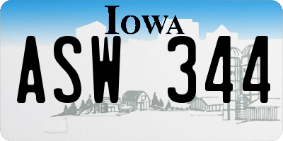 IA license plate ASW344