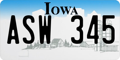 IA license plate ASW345