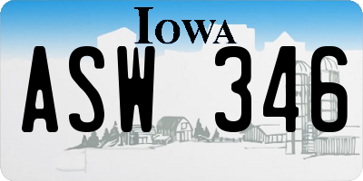 IA license plate ASW346