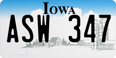 IA license plate ASW347