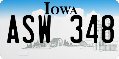 IA license plate ASW348