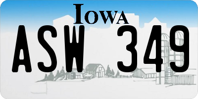 IA license plate ASW349