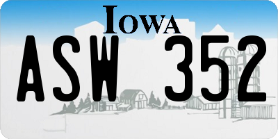 IA license plate ASW352