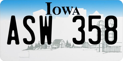 IA license plate ASW358
