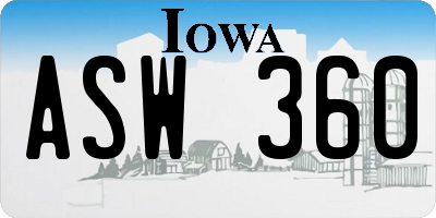 IA license plate ASW360