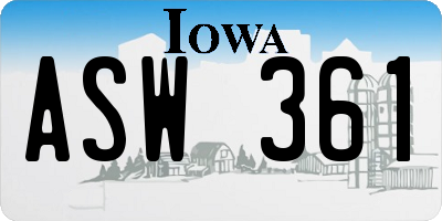 IA license plate ASW361