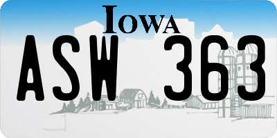 IA license plate ASW363