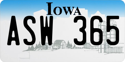 IA license plate ASW365
