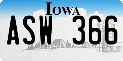 IA license plate ASW366