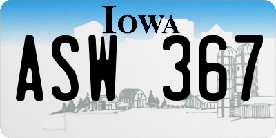 IA license plate ASW367