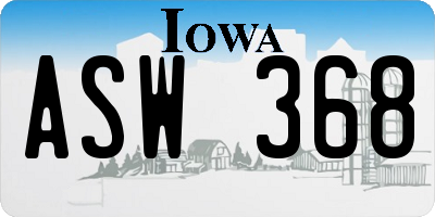 IA license plate ASW368