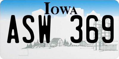 IA license plate ASW369