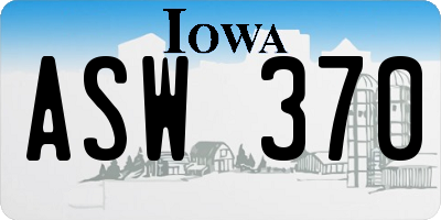 IA license plate ASW370