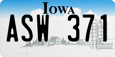 IA license plate ASW371