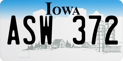 IA license plate ASW372