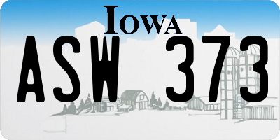 IA license plate ASW373
