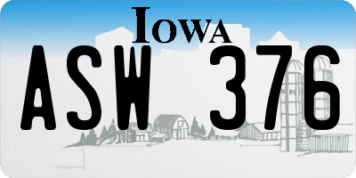 IA license plate ASW376