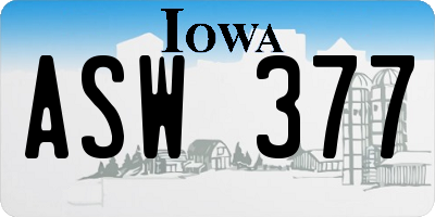 IA license plate ASW377