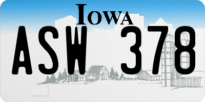 IA license plate ASW378