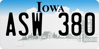 IA license plate ASW380