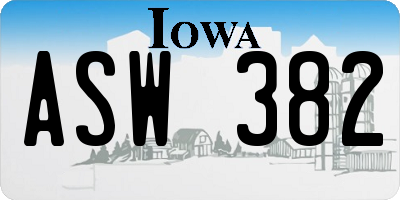 IA license plate ASW382