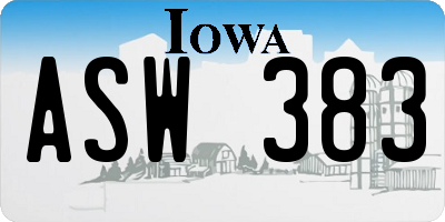 IA license plate ASW383