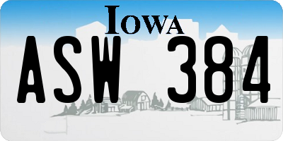 IA license plate ASW384