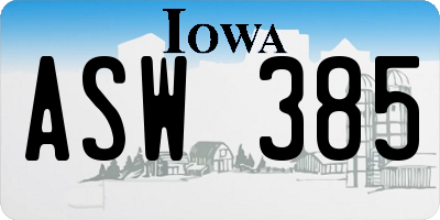 IA license plate ASW385