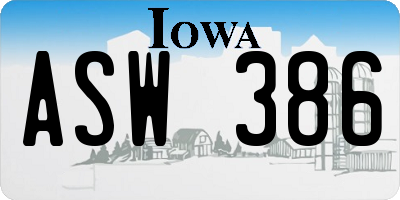 IA license plate ASW386