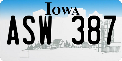IA license plate ASW387