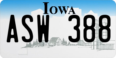 IA license plate ASW388