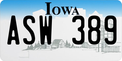 IA license plate ASW389