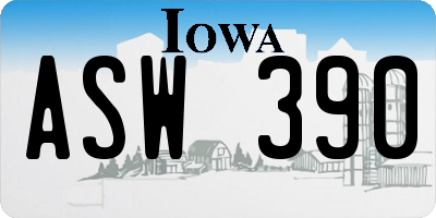 IA license plate ASW390