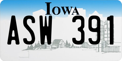 IA license plate ASW391