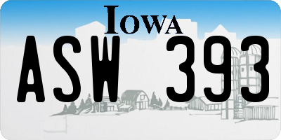 IA license plate ASW393