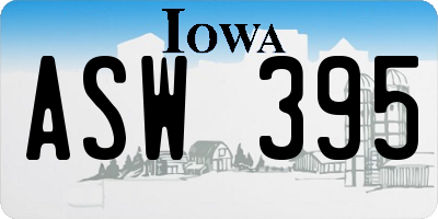 IA license plate ASW395