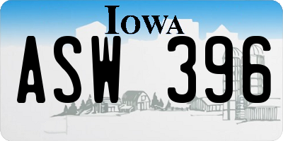 IA license plate ASW396