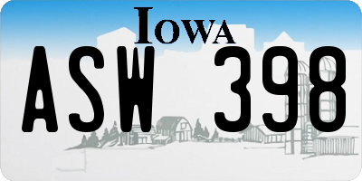 IA license plate ASW398