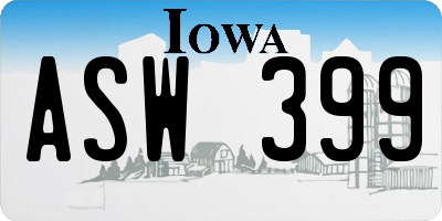 IA license plate ASW399
