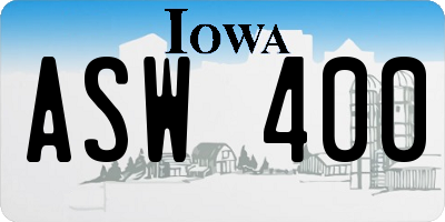 IA license plate ASW400