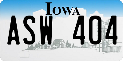 IA license plate ASW404