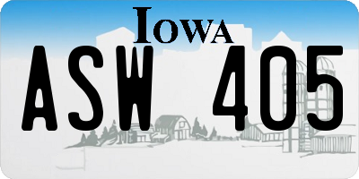 IA license plate ASW405